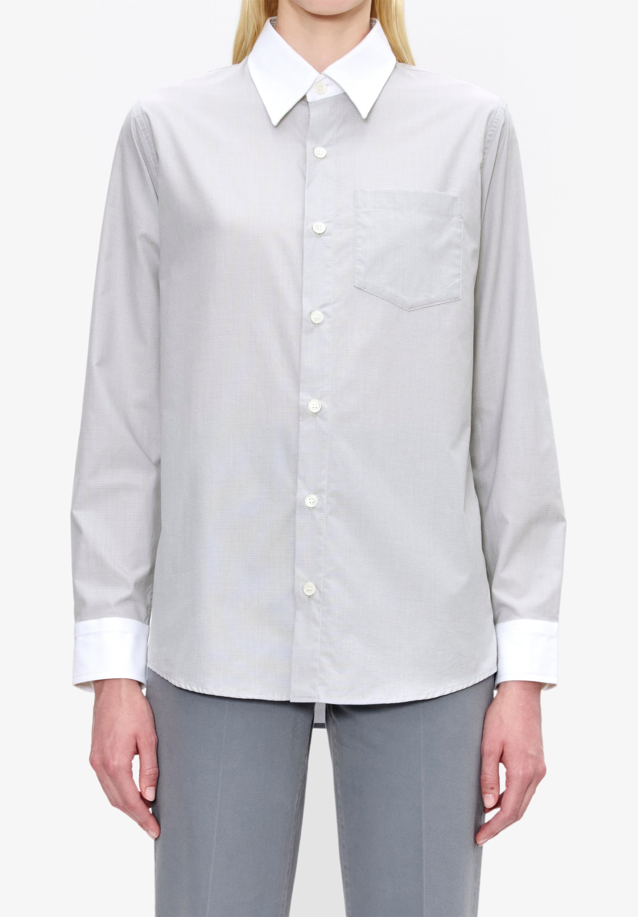 A. P.C. Women's Yuna Shirt Size: 34 in Pale grey