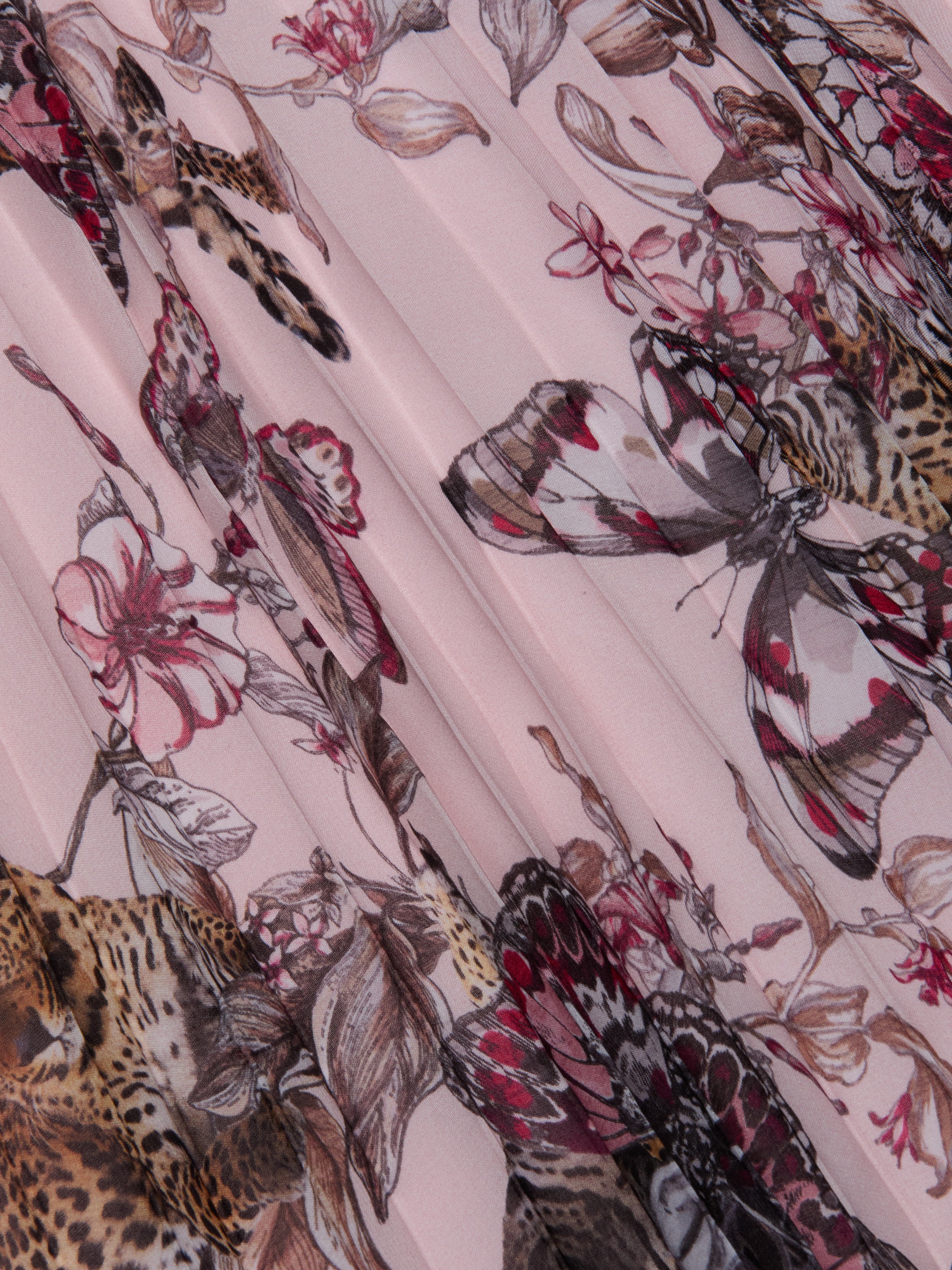 Torin Pleated Maxi Skirt In Light Nectar Pink Small Multi Butterfly Jungle