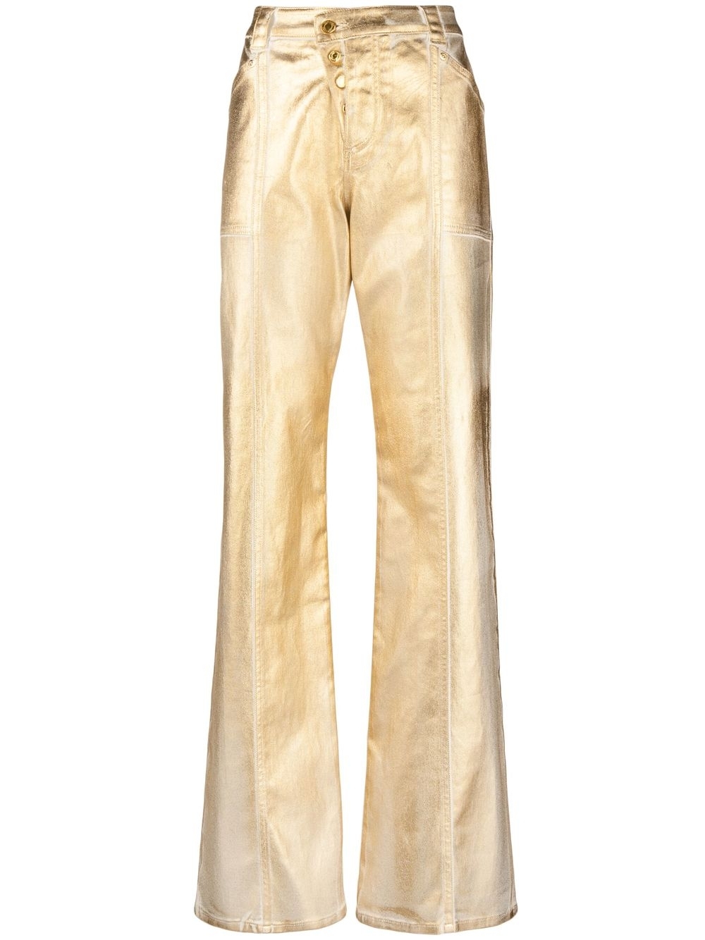 Metallic straight-leg trousers - Gold