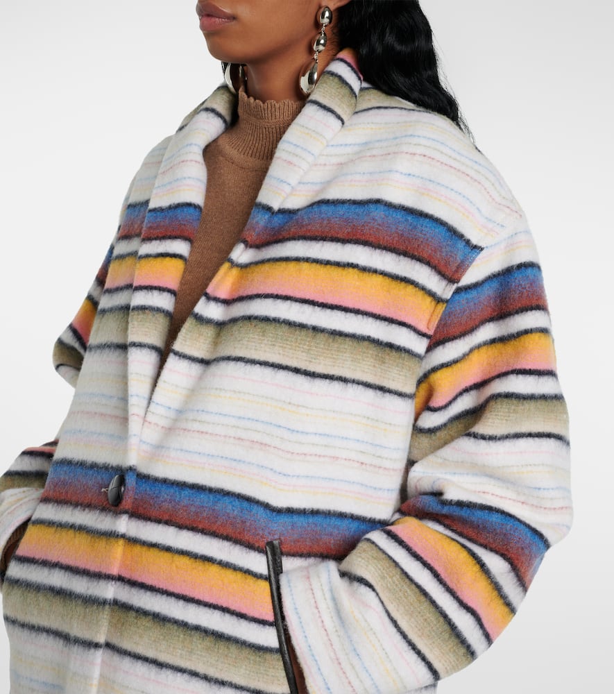 Striped wool-blend coat