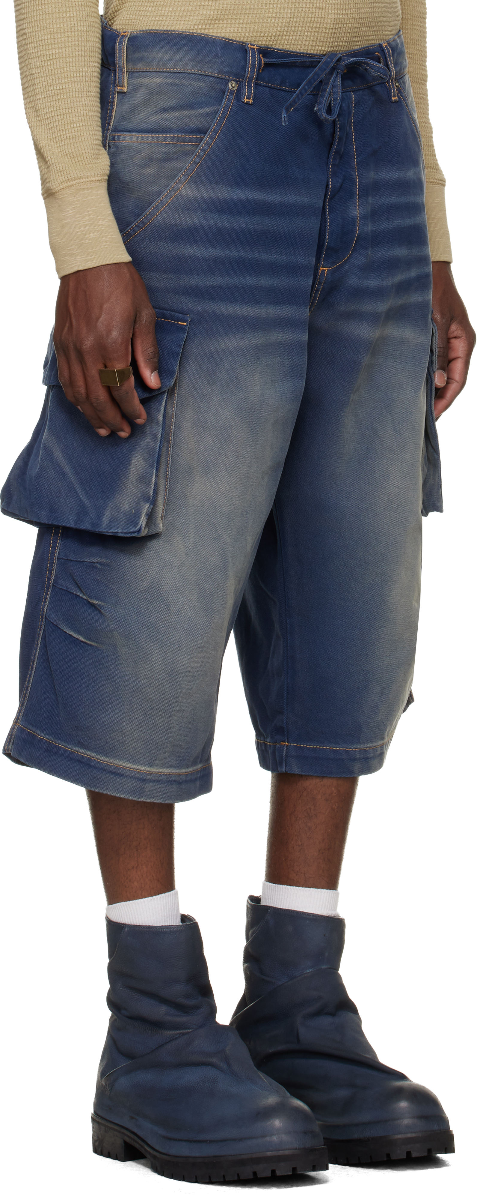 Navy Camo Bermudas Cargo Shorts