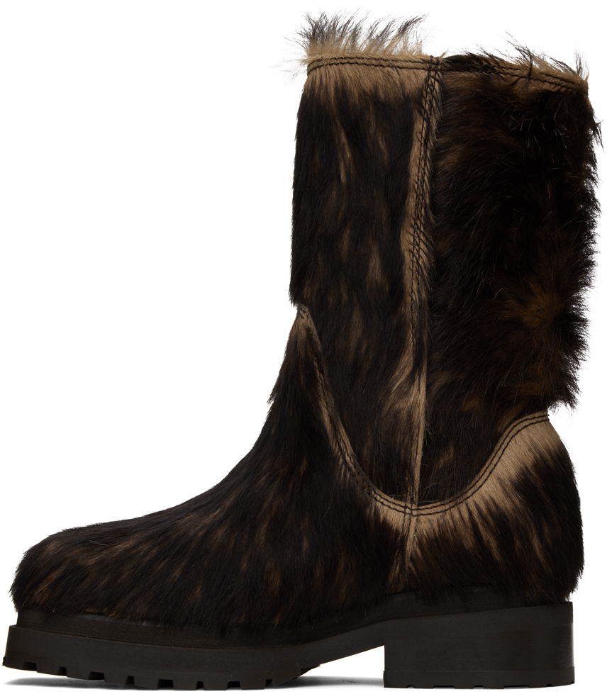 Eckhaus Latta Brown & Black Stacked Fur Boots