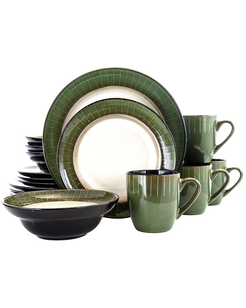 Grand Jade 16pc 3-Tier Stoneware Dinnerware Set