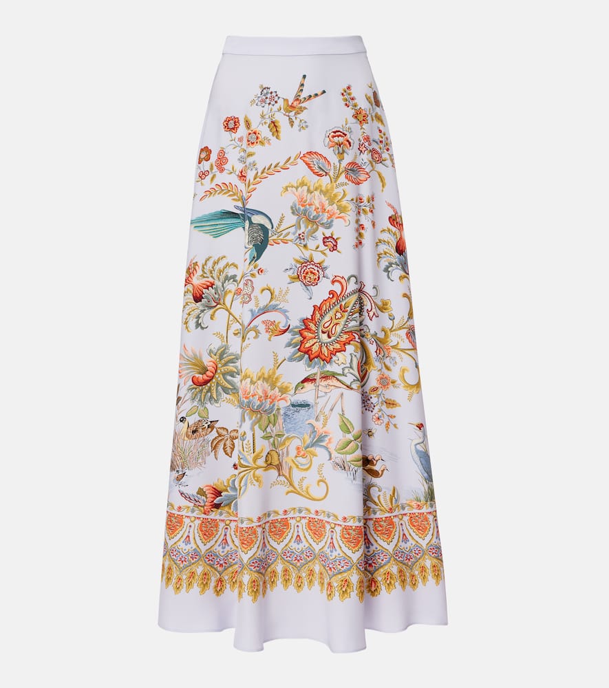 Printed silk maxi skirt