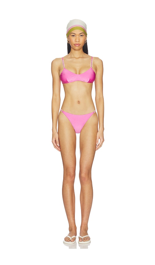 ADRIANA DEGREAS Solid Chain Bikini Set in Pink. - M also in