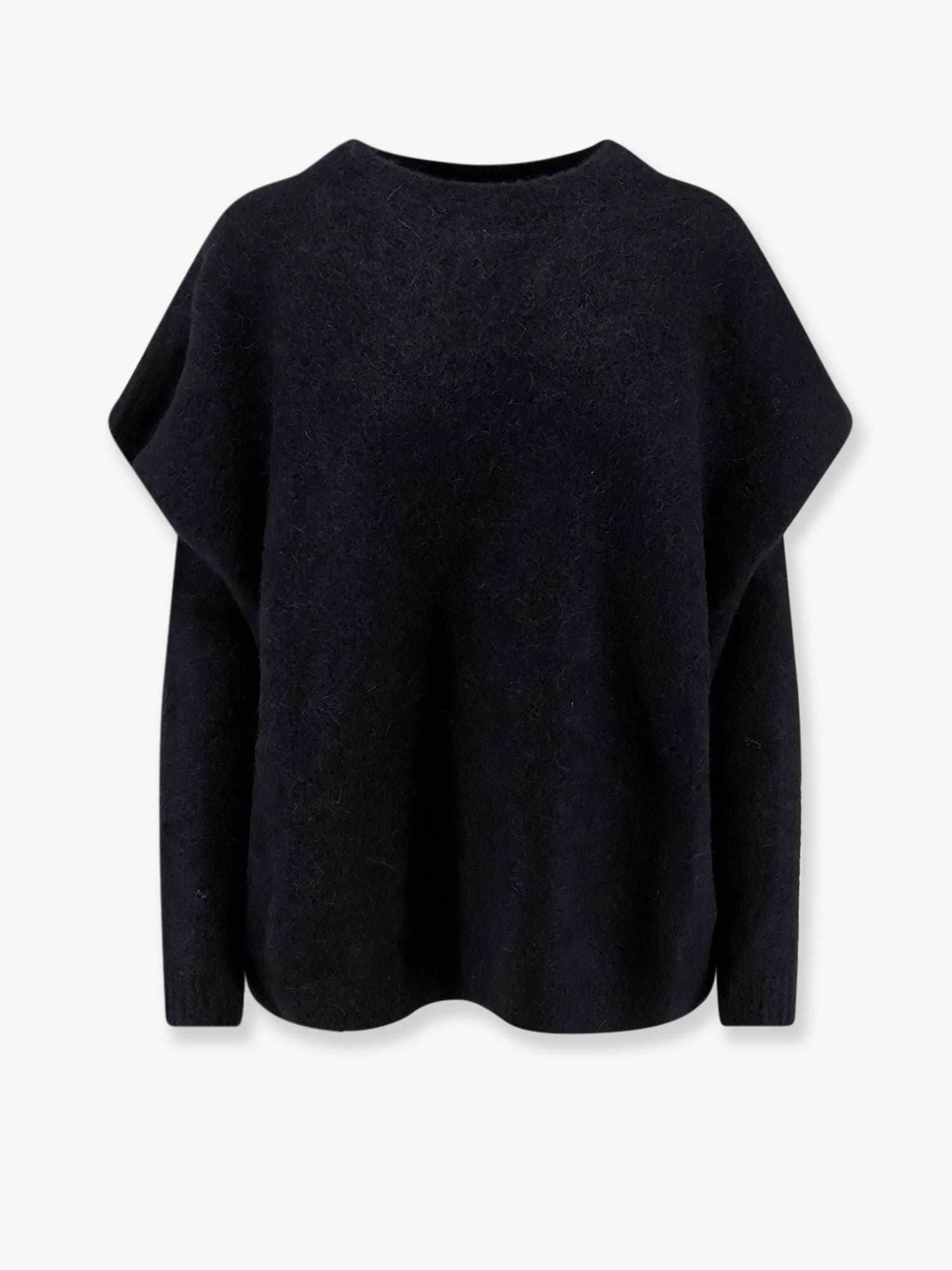 Alpaca Blend with Detachable Sleeves Sweater — Black
