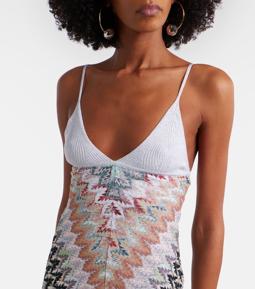 Zigzag lamé midi dress