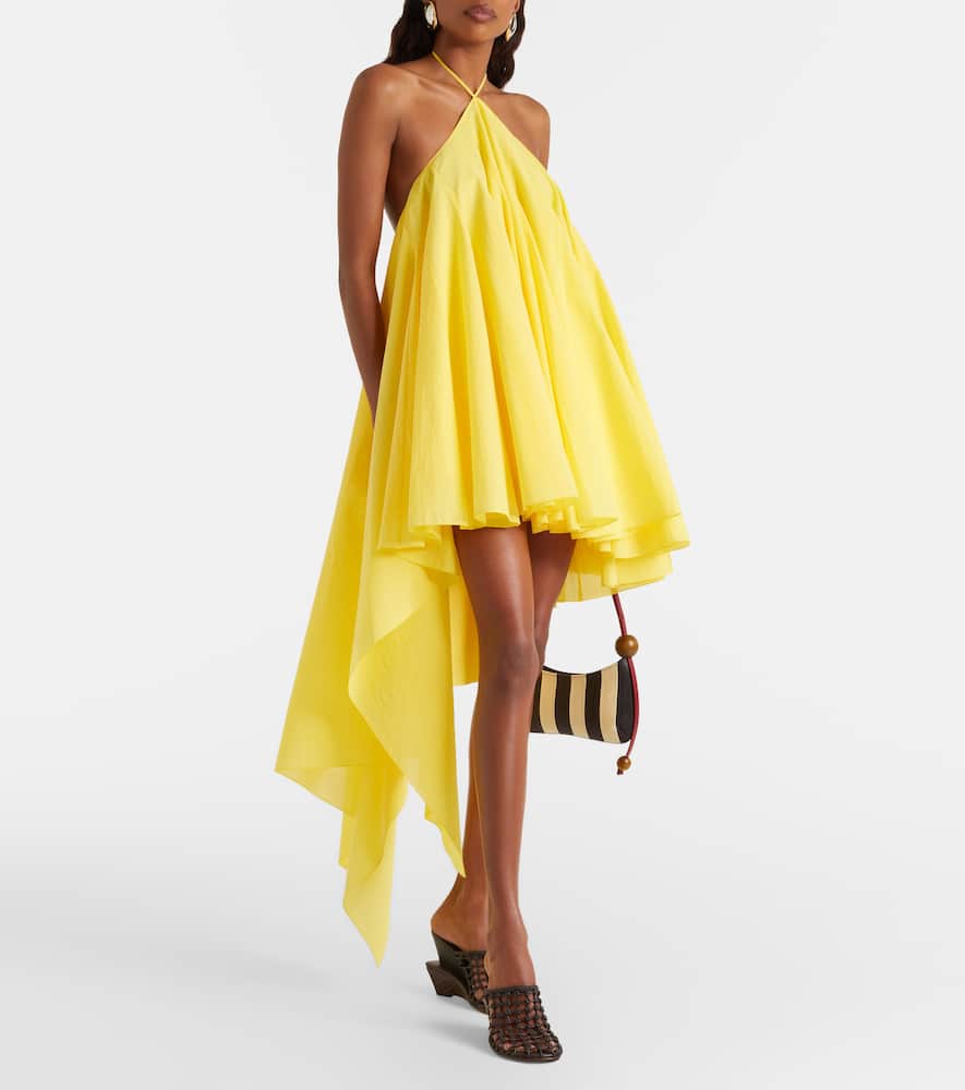 Triangle asymmetric cotton-blend minidress