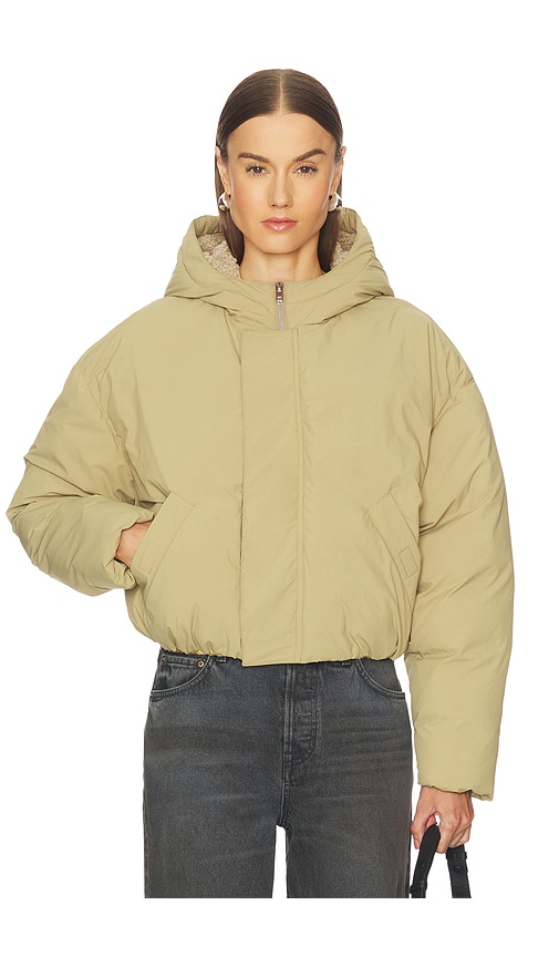 GRLFRND Greer Puffer Jacket in Tan. L. Also in S, XXS, XS