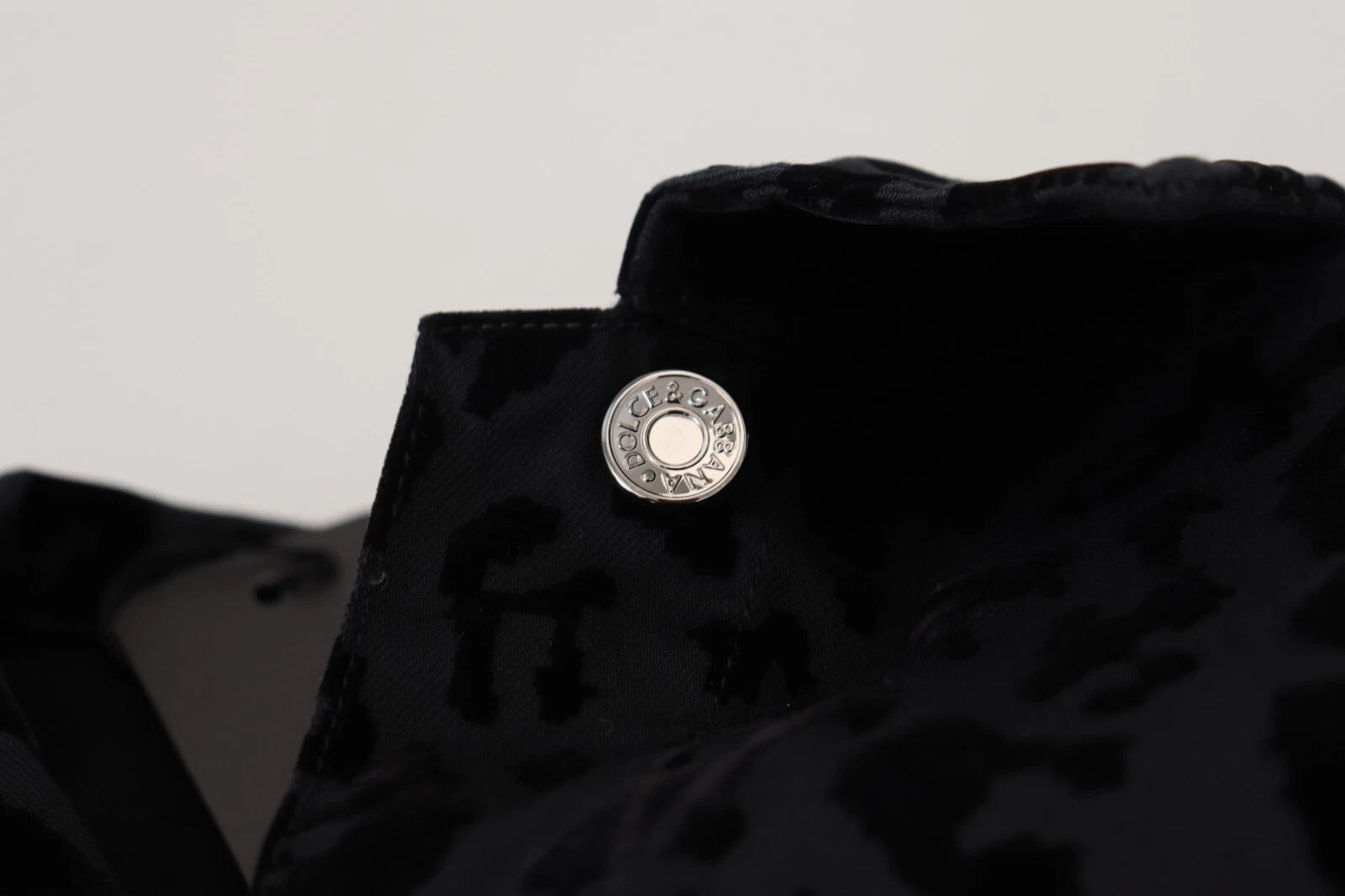 Leopard-Print Cotton Denim Jacket — Black