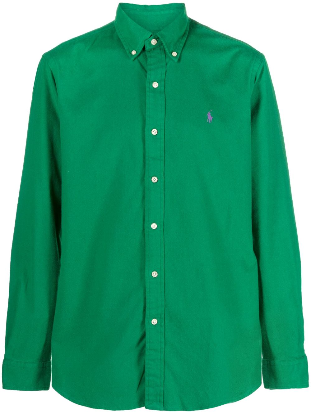 Polo Pony logo-embroidered cotton shirt - Green
