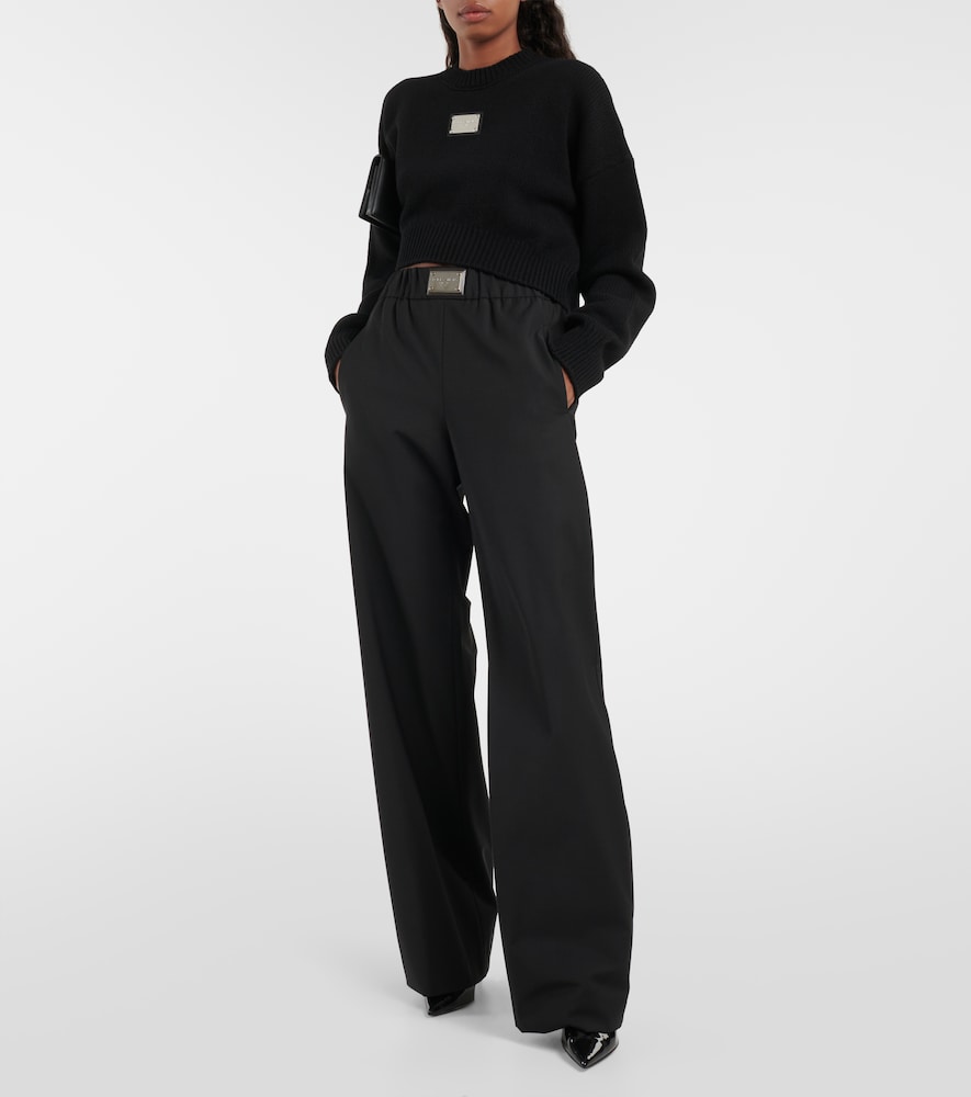 Wool-blend wide-leg pants