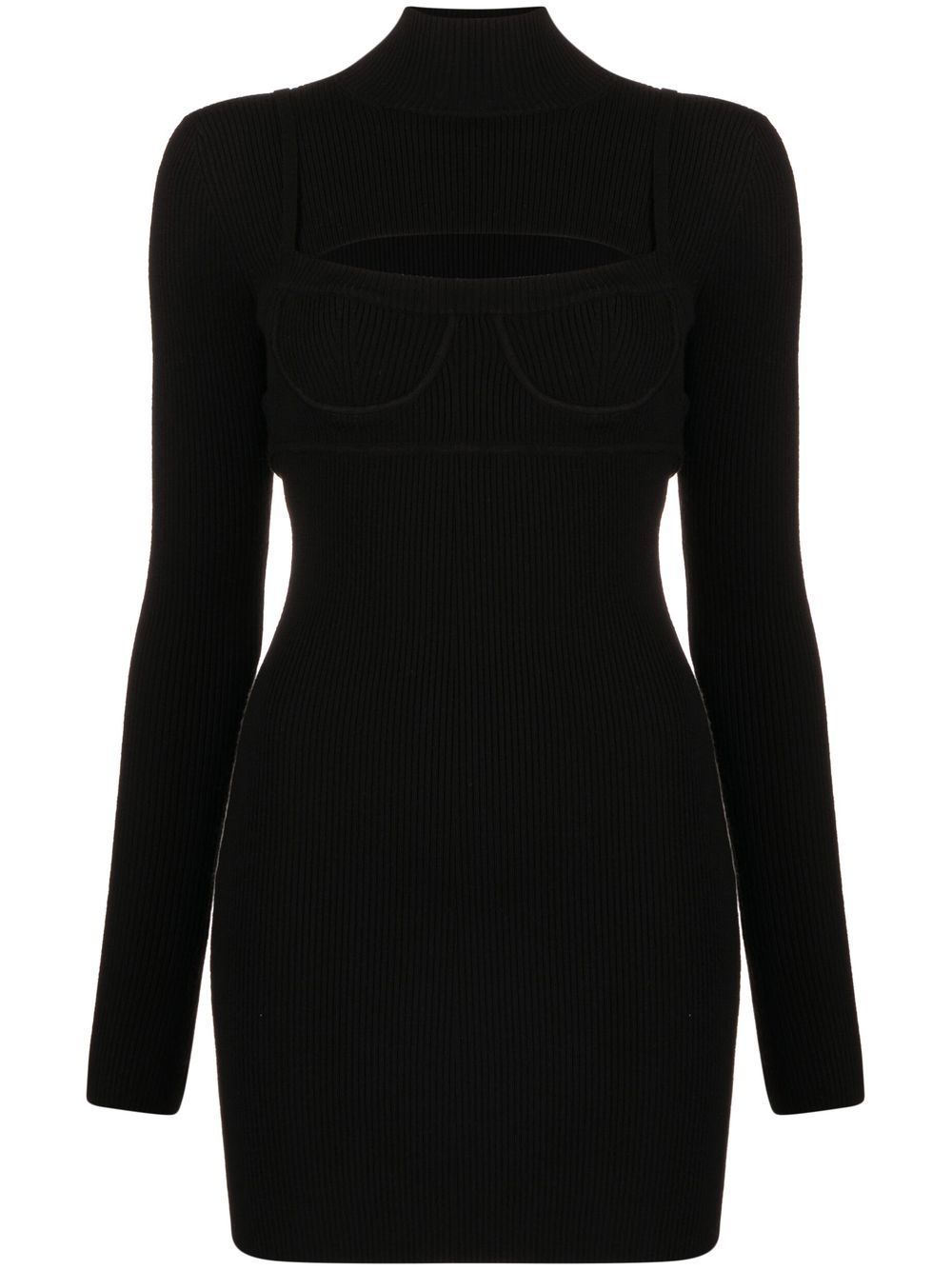 Ribbed-knit bodycon mini dress - Black