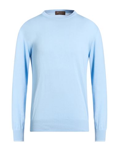 Man Sweater Light blue Size 40 Cotton
