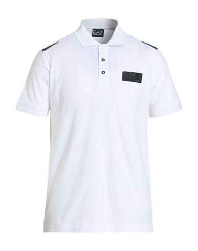 Man Polo shirt White Size L Cotton, Elastane