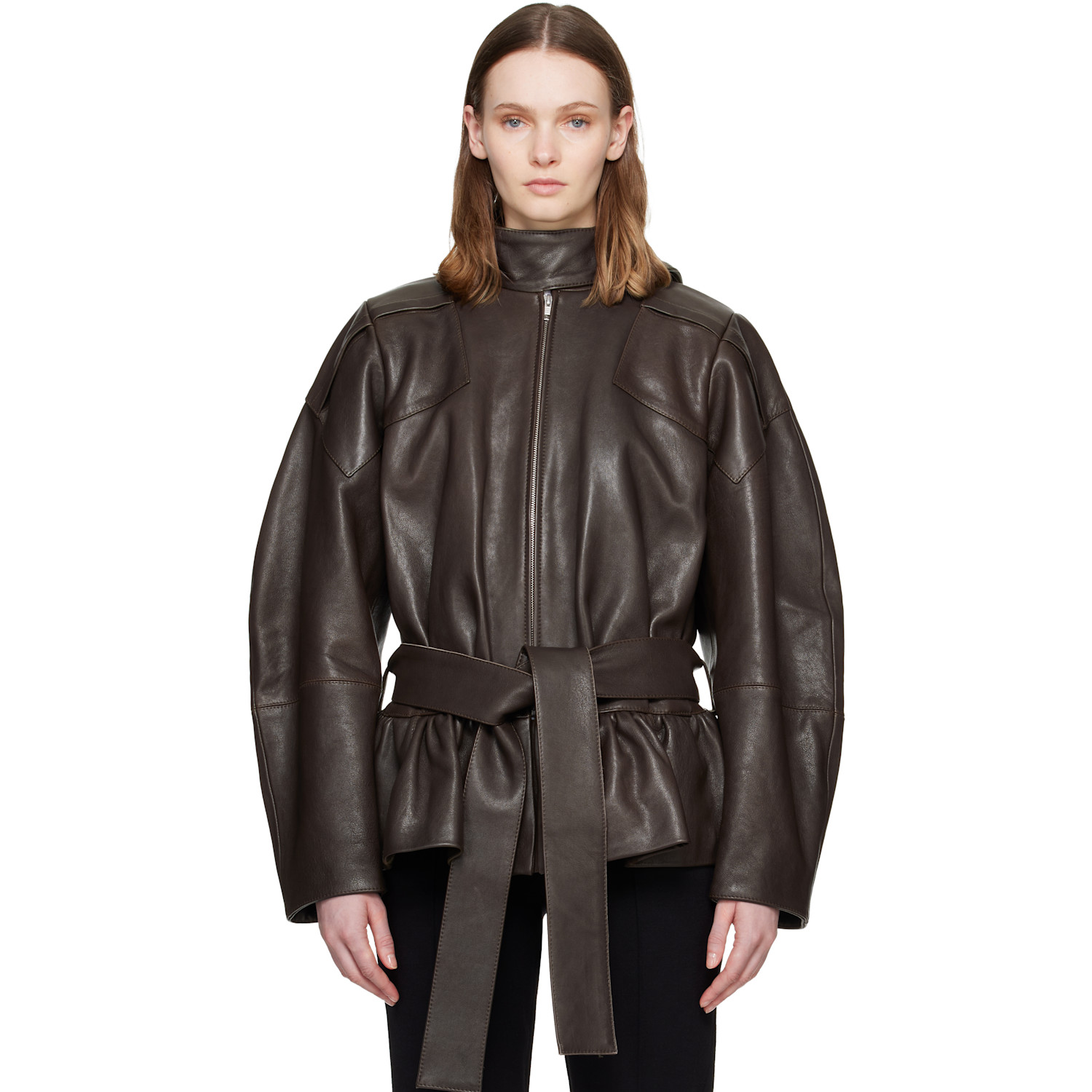 Khaki Julia Leather Jacket