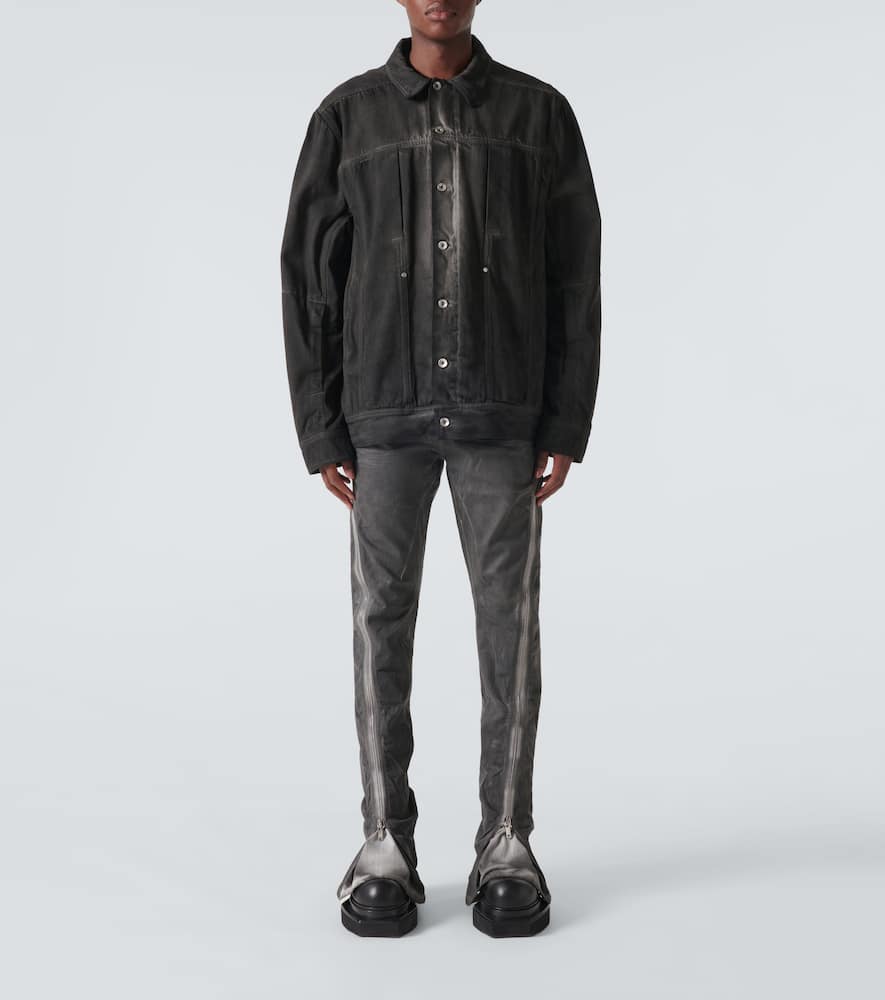 Paneled tapered jeans