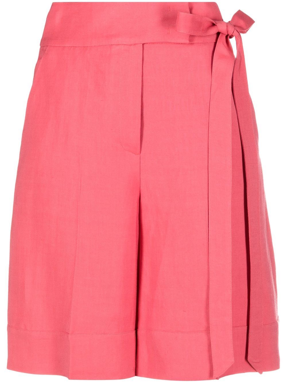 Tie-waist straight-leg shorts - Pink