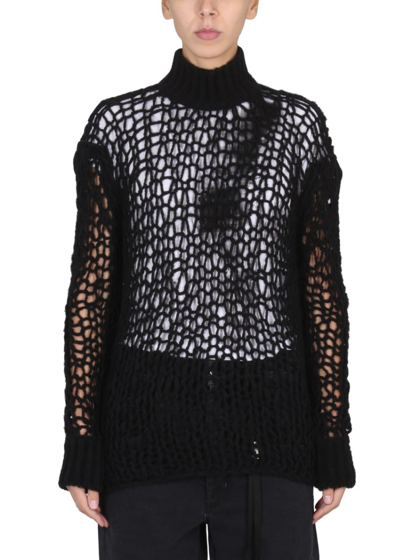 Ann Demeulemeester - high neck long sleeve knitwear
