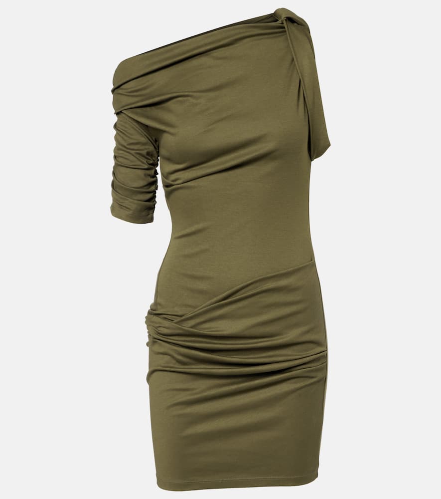 Draped cotton and silk minidress