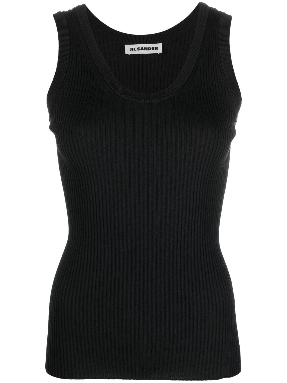 Logo-embroidered ribbed top - Green