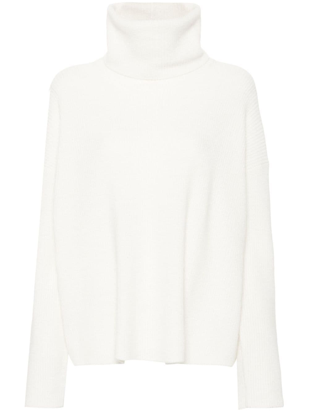 Virgin Wool-Blend Roll-Neck Sweater — White