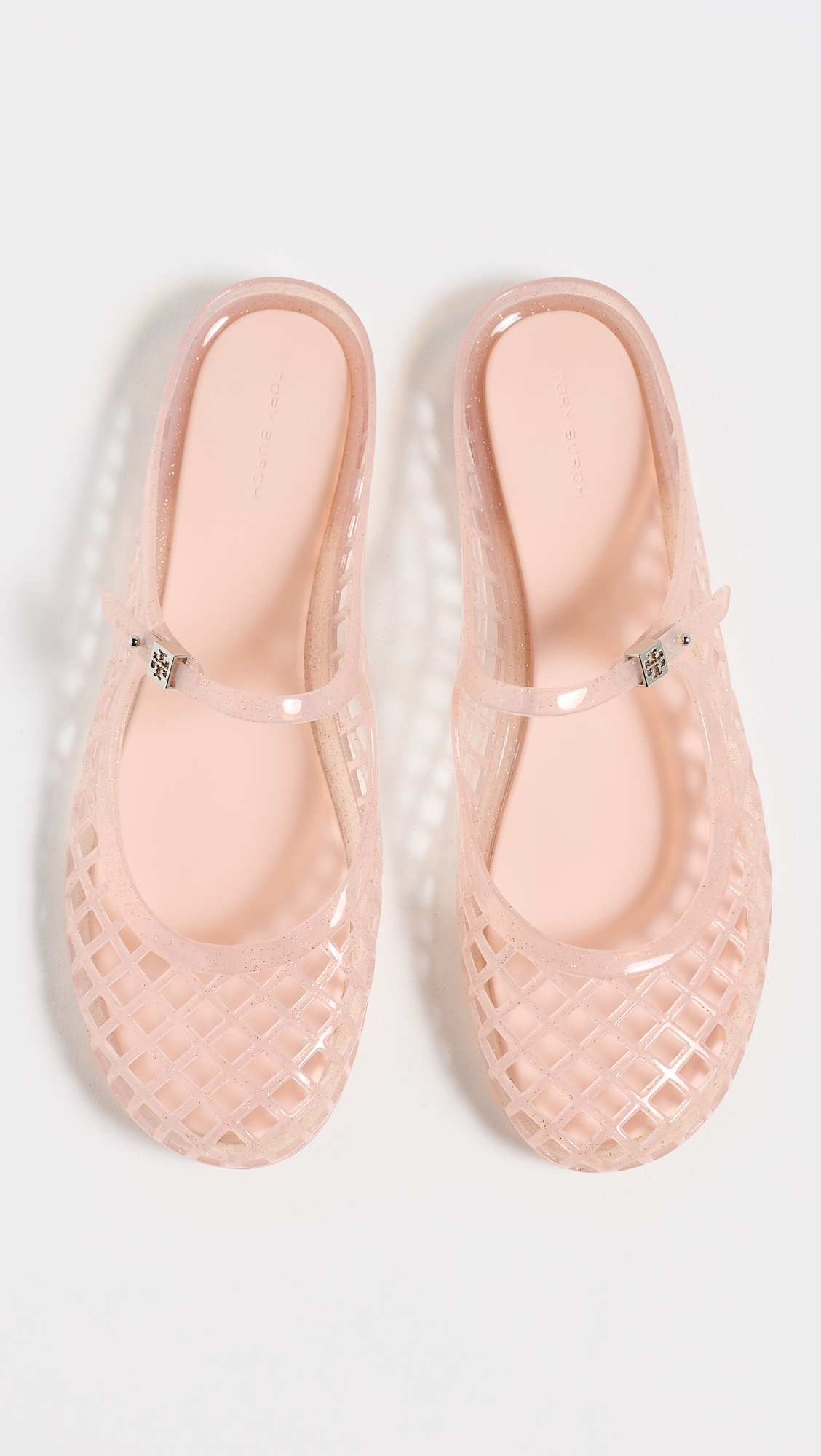 Mellow Mary Jane Jelly Flats Soft Pink Glitter/Silver