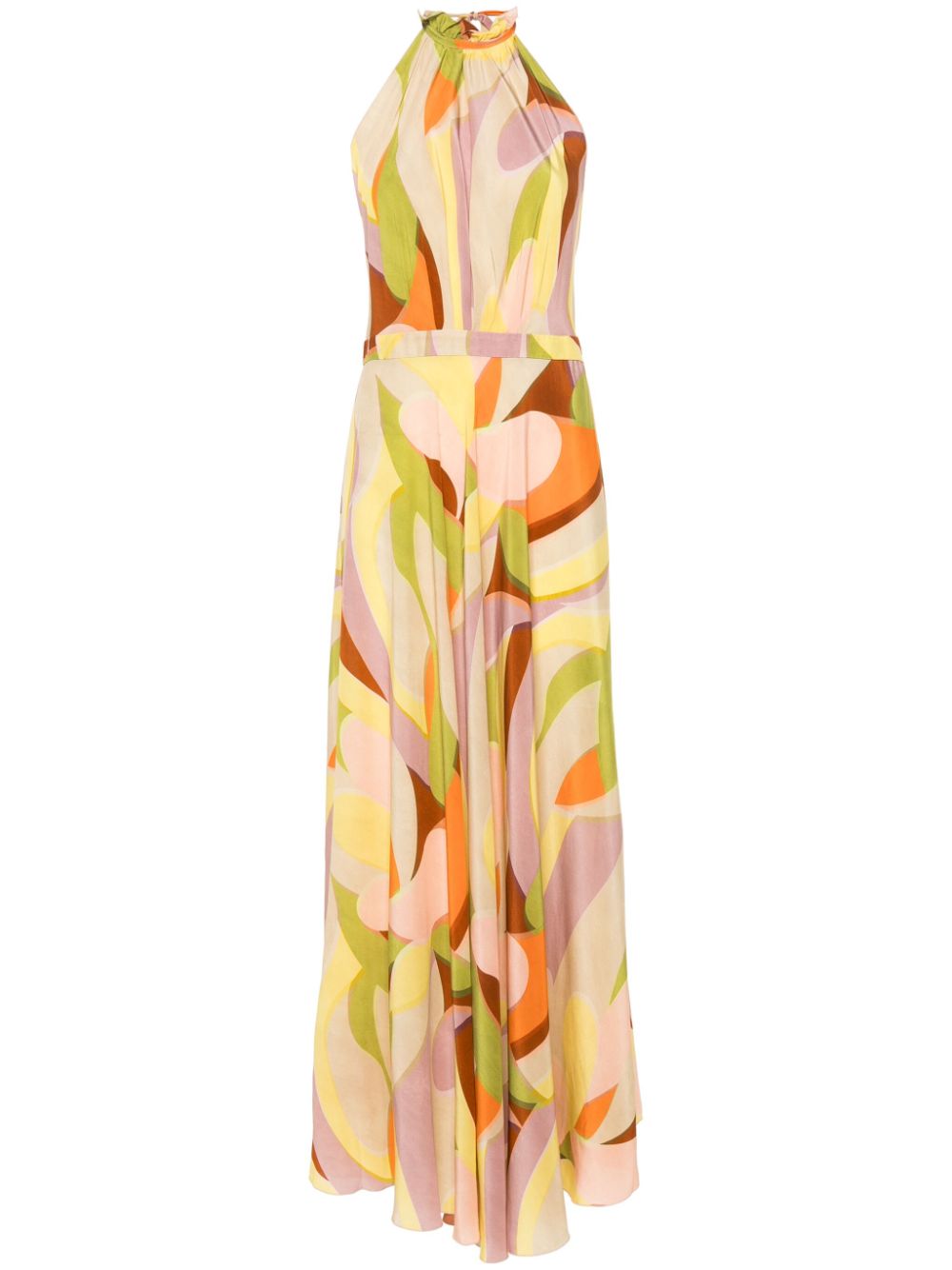 Giovanna geometric-print dress - Neutrals