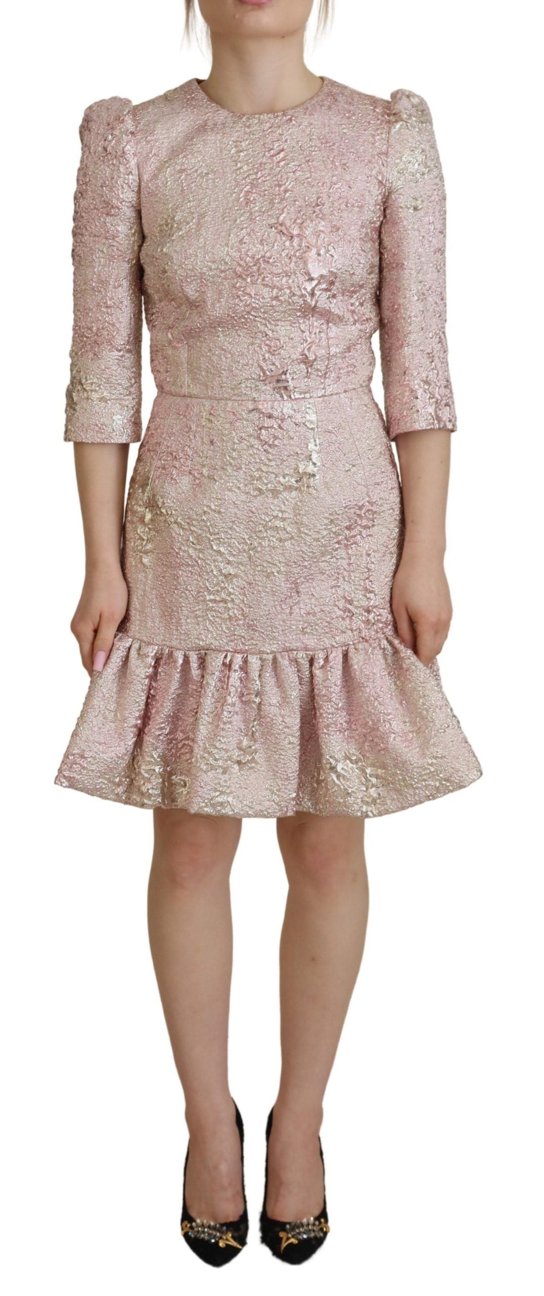 Jacquard Midi Sheath Dress — Pink