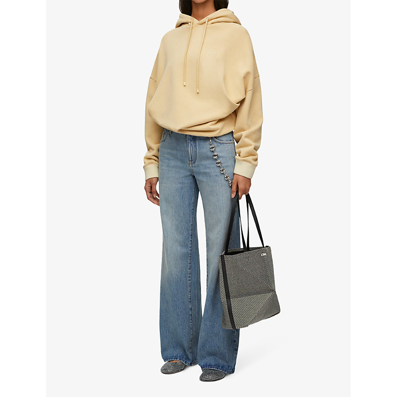 Womens Vanilla Anagram-embroidered Draped Cotton-jersey Hoody