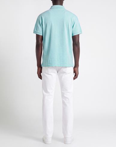 Man Polo shirt Turquoise Size L Cotton