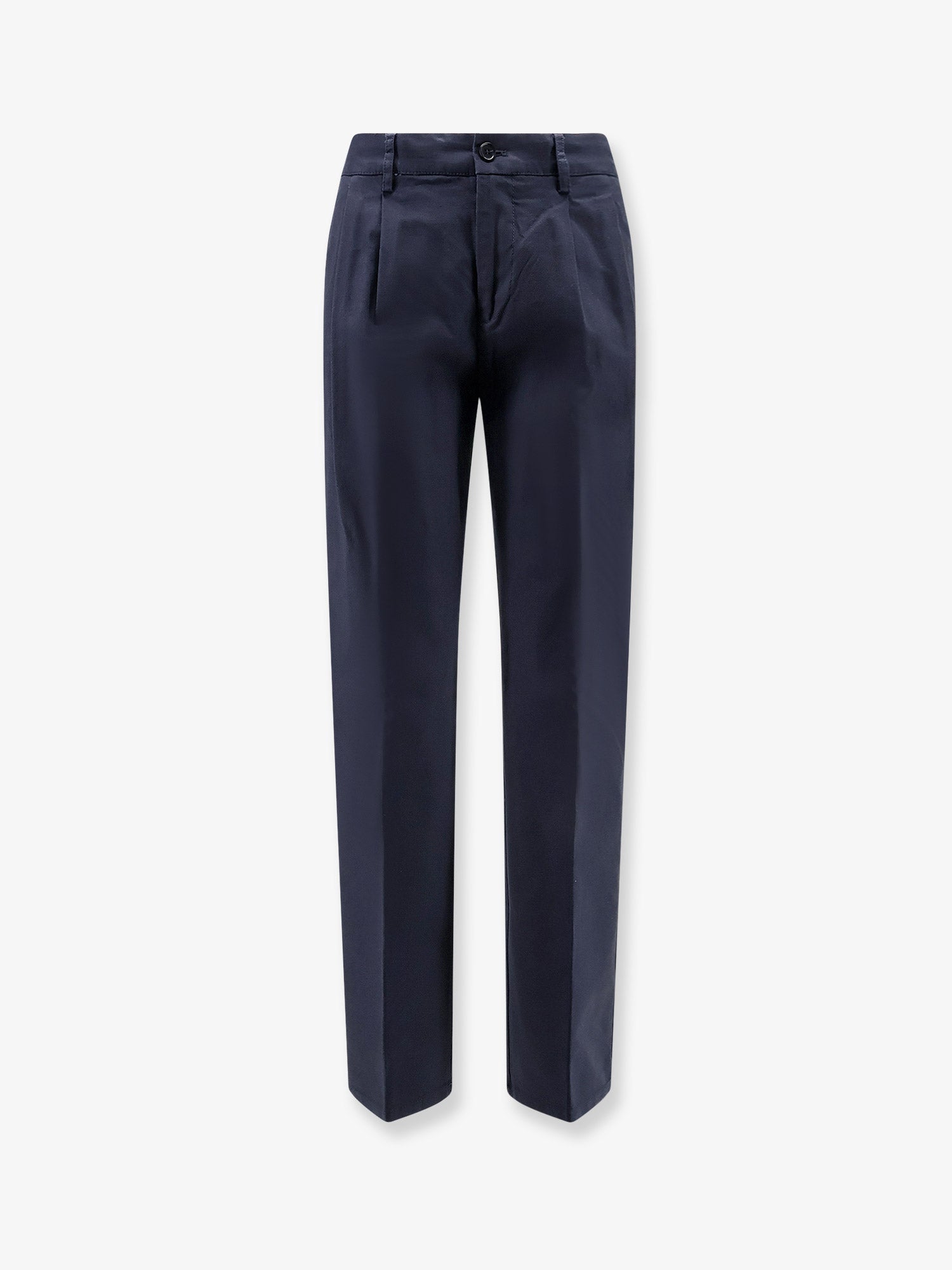 Cotton Pleated Trousers — Navy