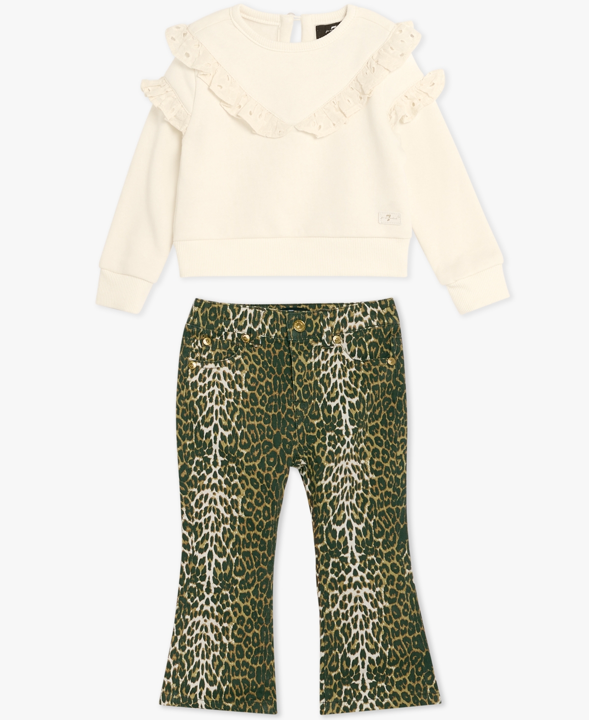 Baby Girls 2-Piece Top and Pants Set - MARSHMALLOW