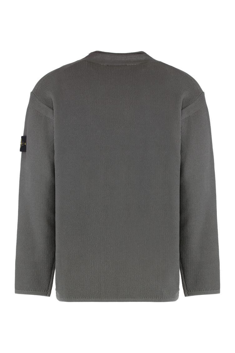 Grey Logo Badge Knitted Sweater