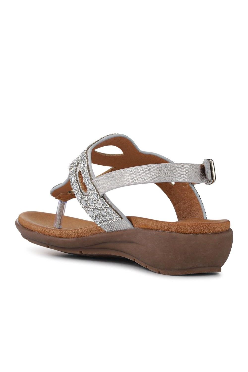 Pavers Women's Slingback Toe Post Sandals in Metallic Silver