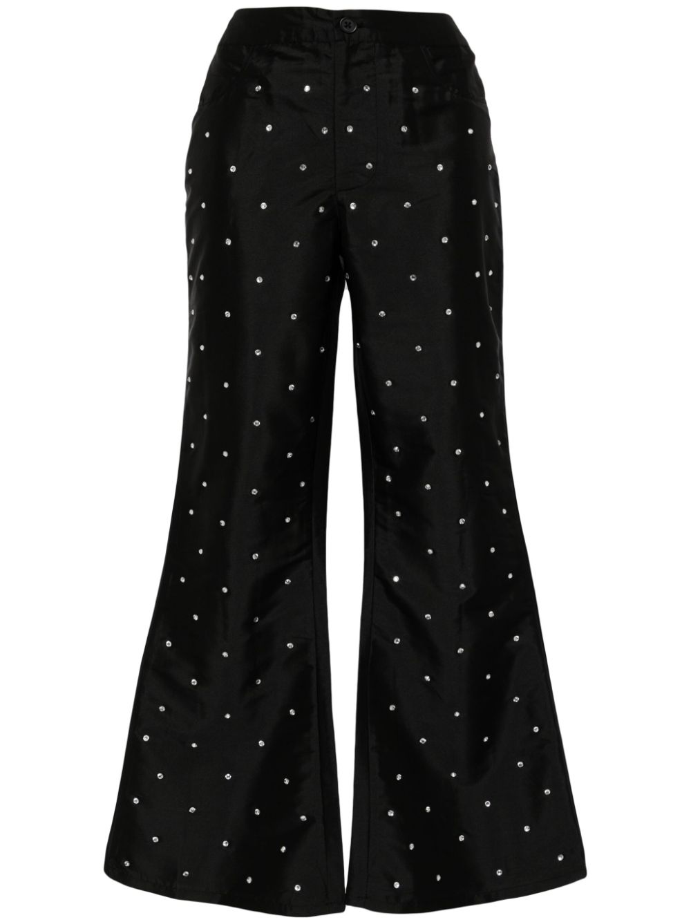 Lawyer rhinestone-embellished flared trousers - Black