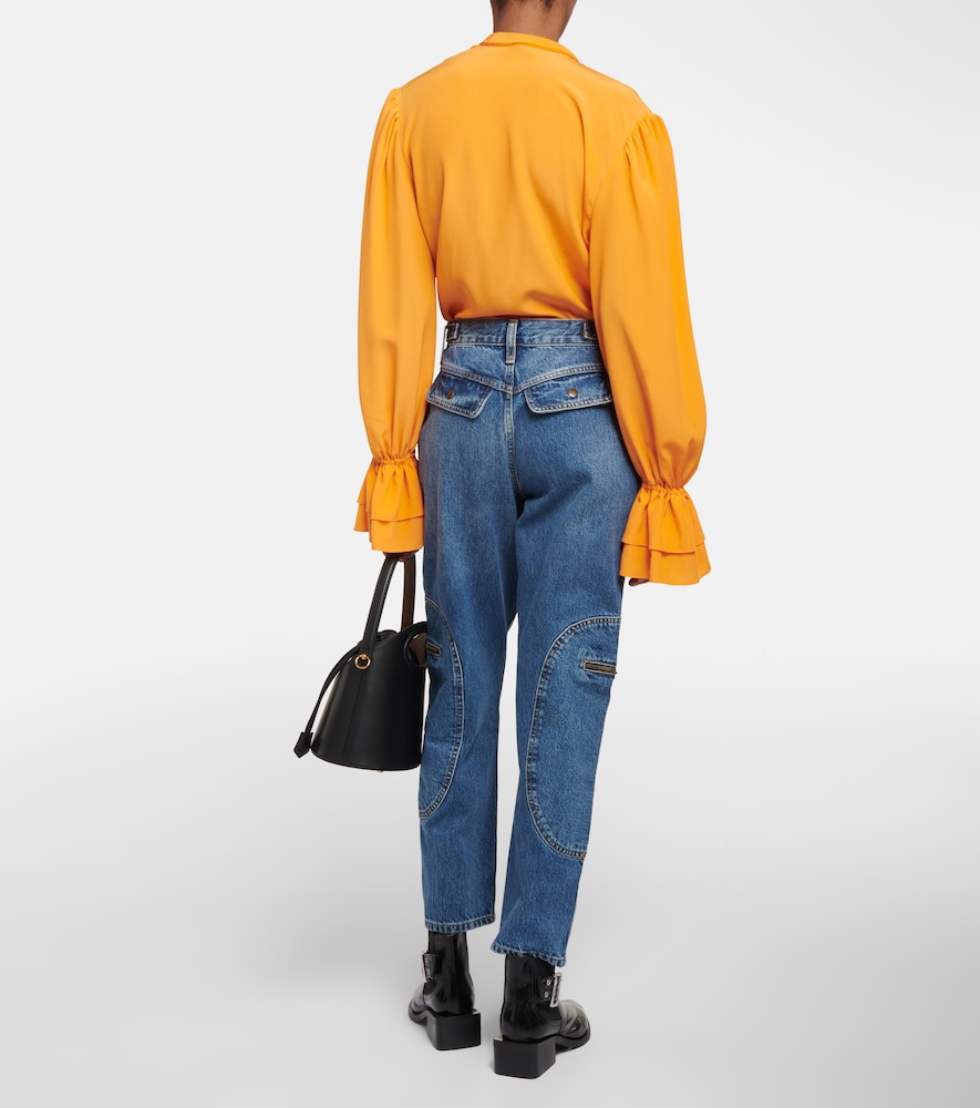 Racer high-rise tapered cargo jeans