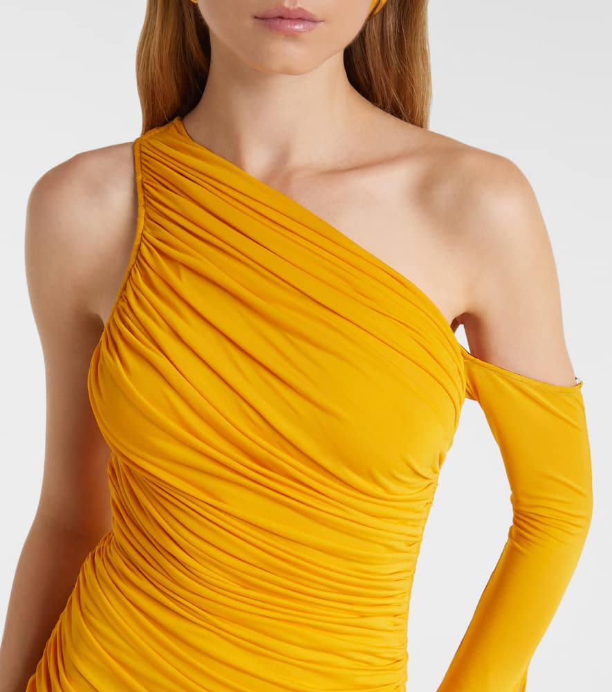 Draped one-shoulder jersey maxi dress