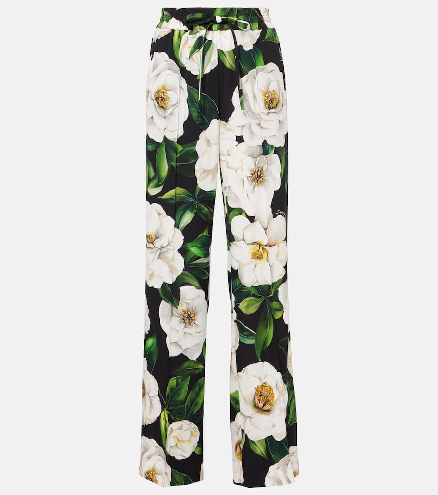 Floral silk-blend charmeuse pajama pants