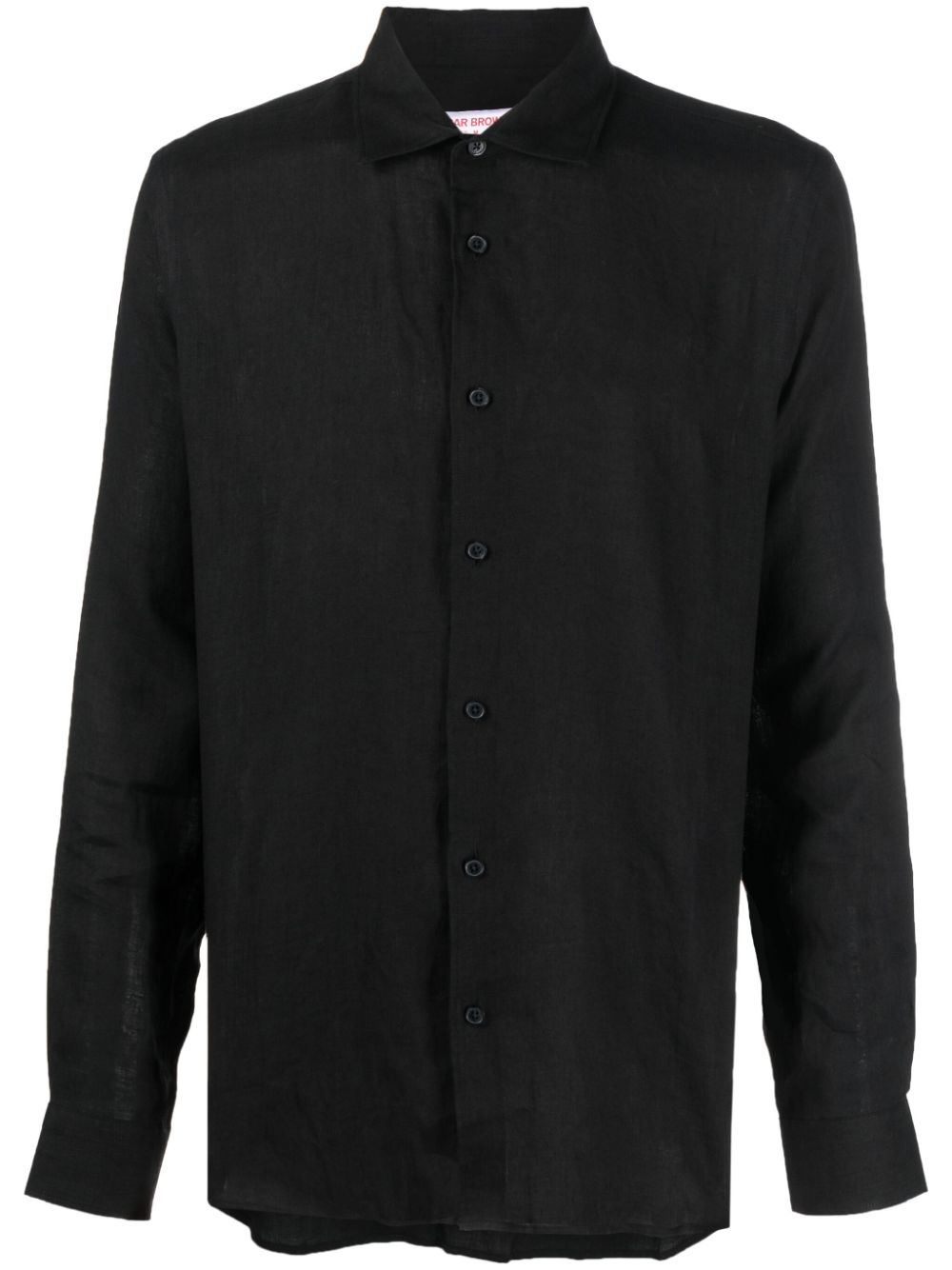 Giles long-sleeve linen shirt - Black