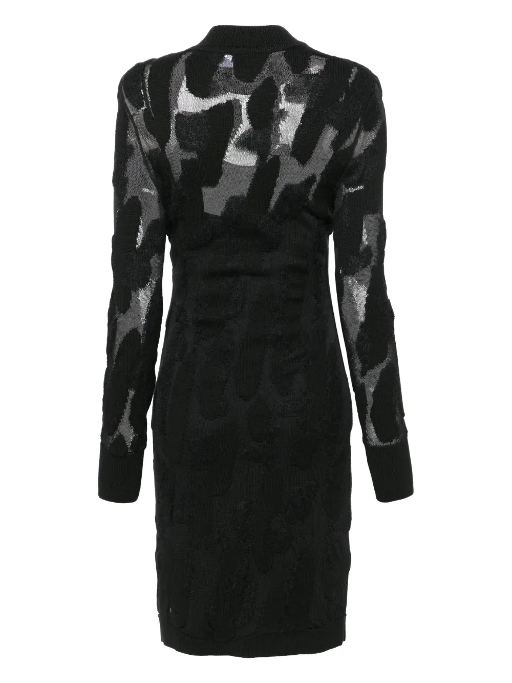 3D-Knit Semi-Sheer Dress — Black