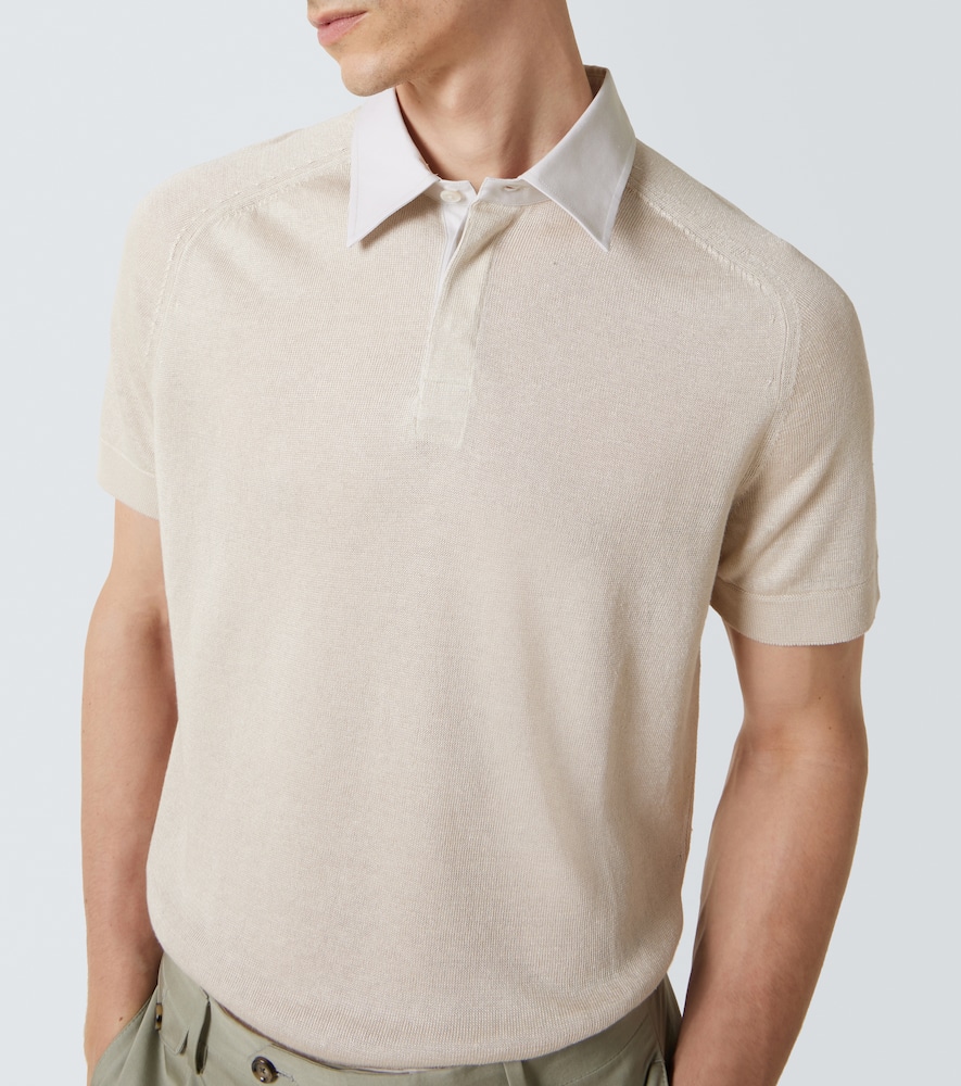Linen and silk polo shirt