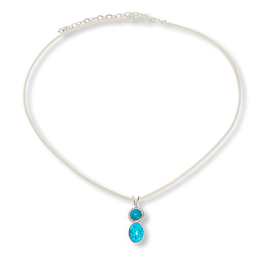 Sterling Silver Kingman Turquoise 2-Stone Pendant with Chain