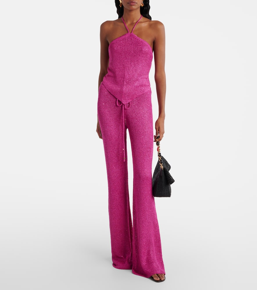 Liz knitted sequined flared pants