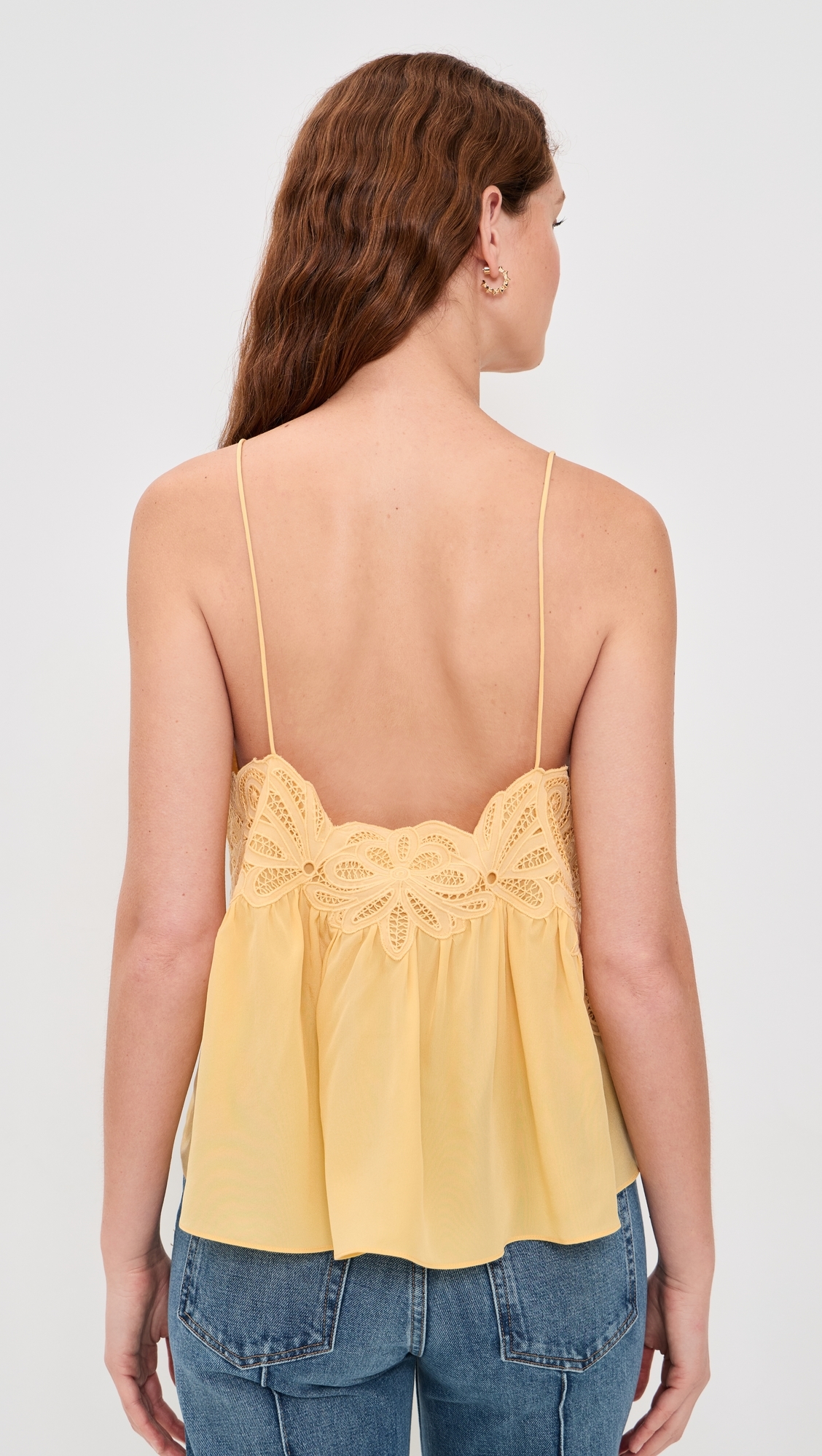 Rosie Lace Applique Silk Tank Top Dandelion