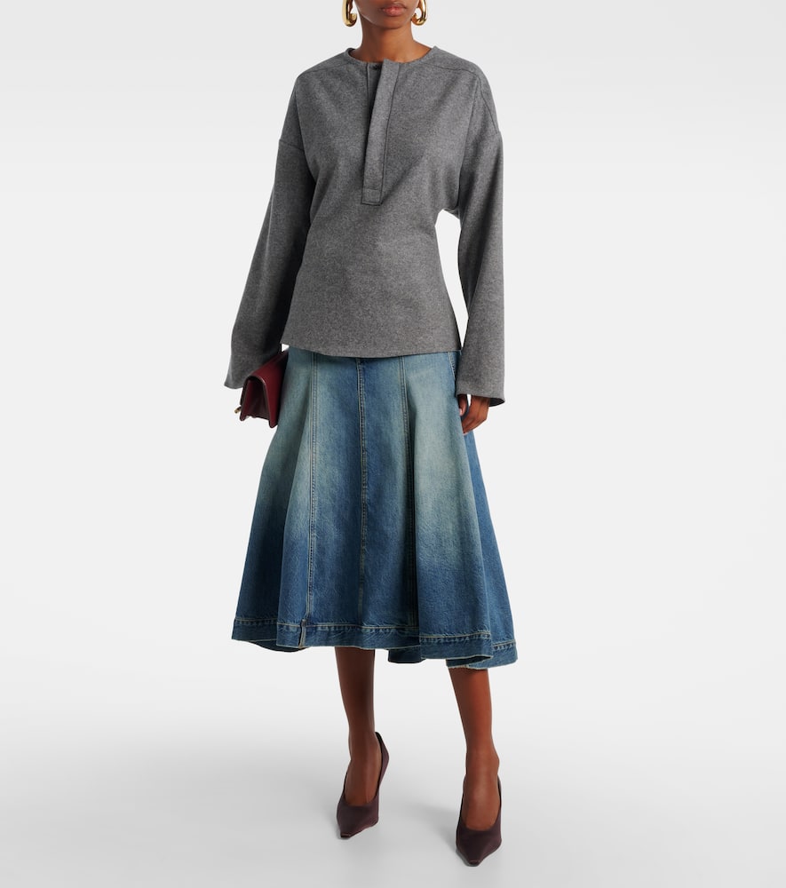 Denim midi skirt