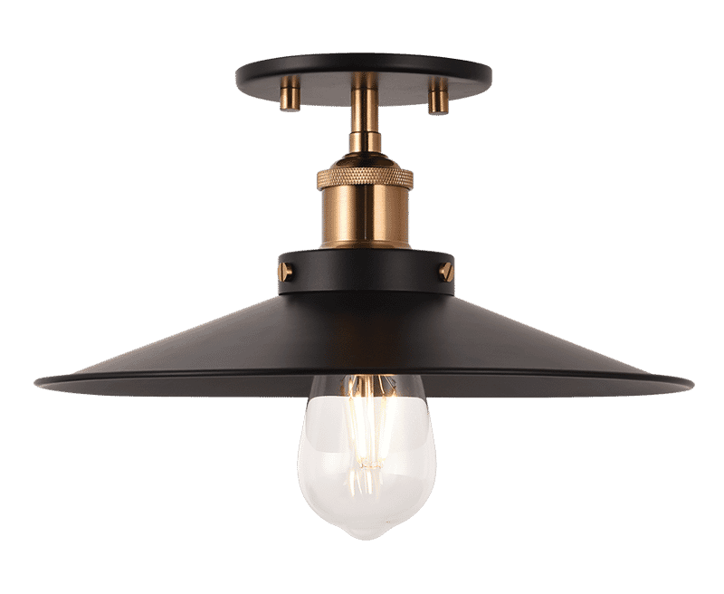 Aged Gold Brass One Light Flush Mount from the Bulstrode'S Workshop Collection