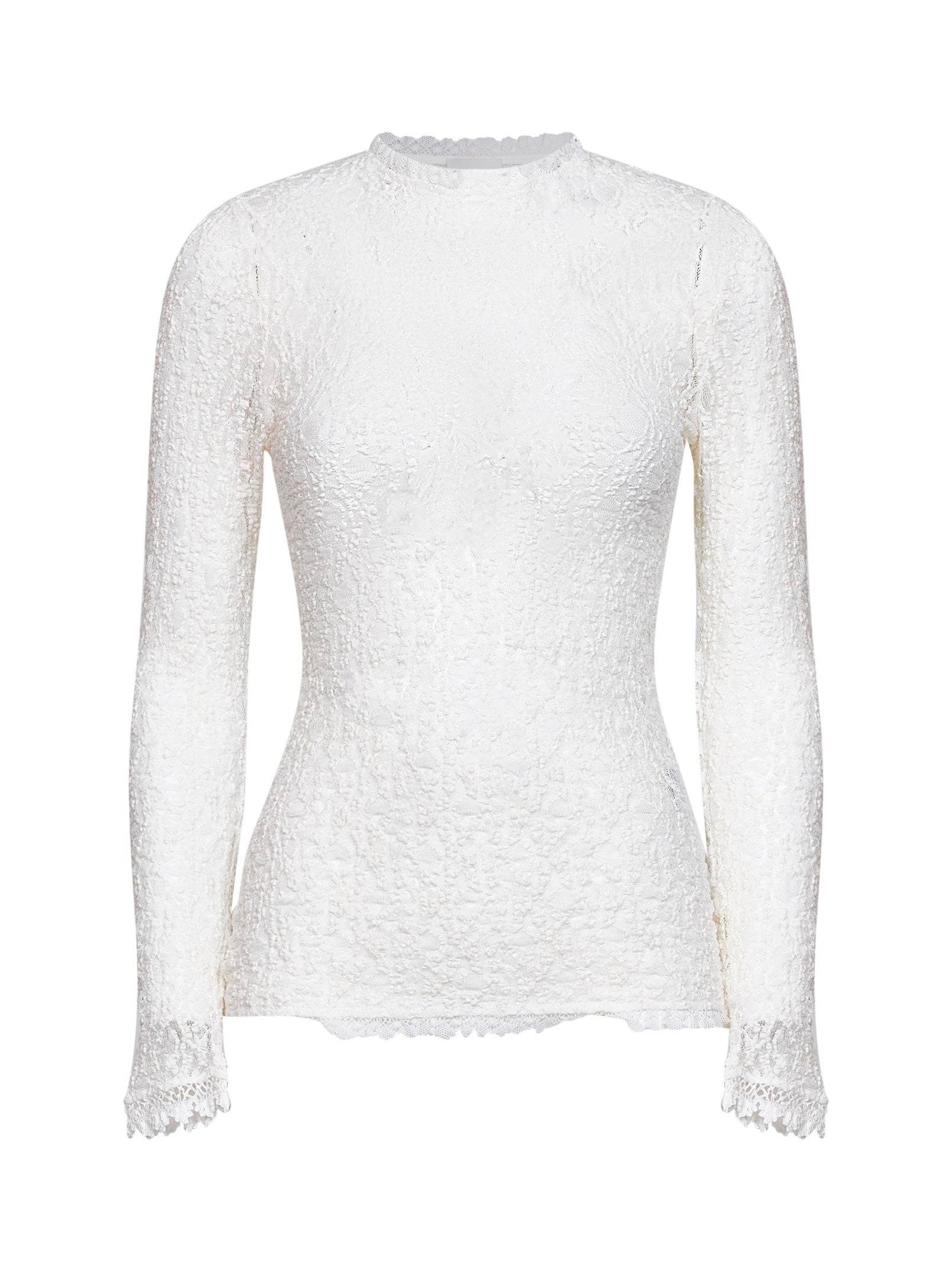 Lace-Trimmed Sweater — White