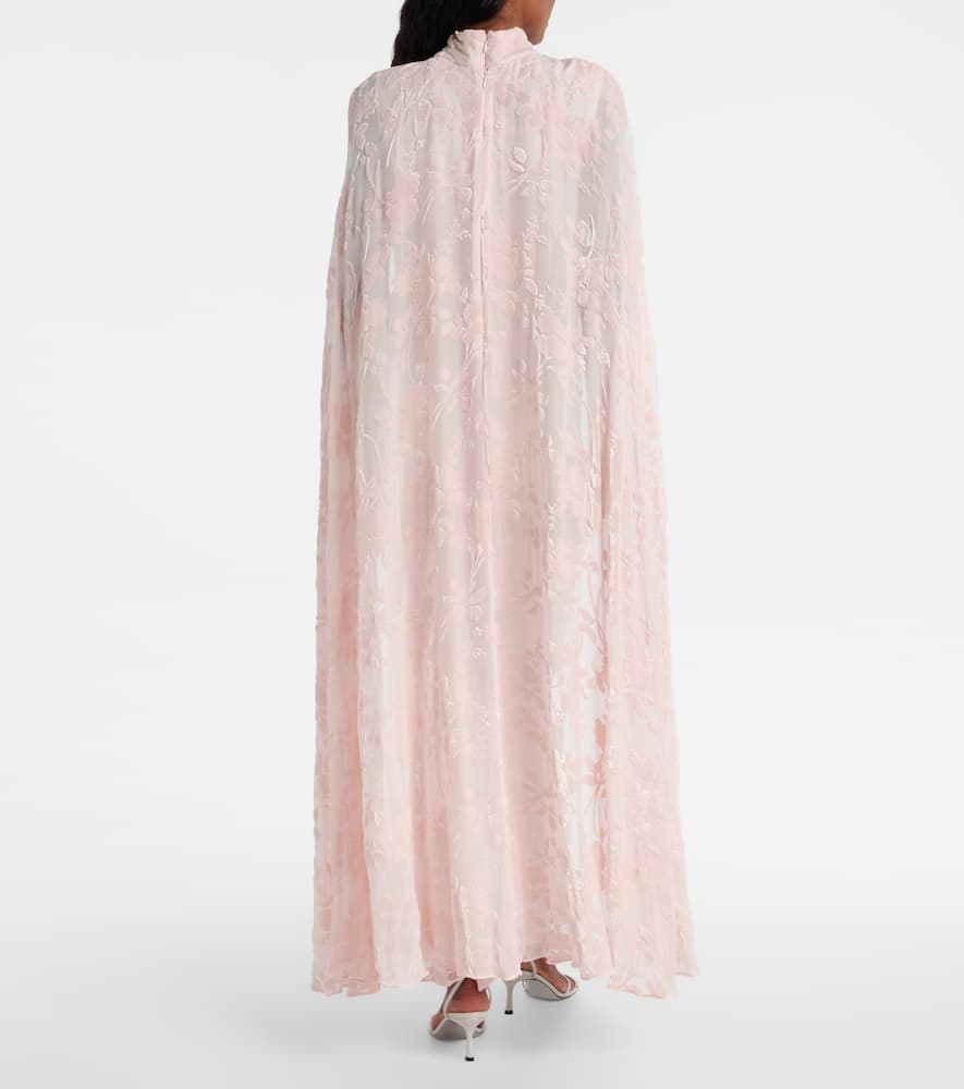 Caped velvet devoré gown