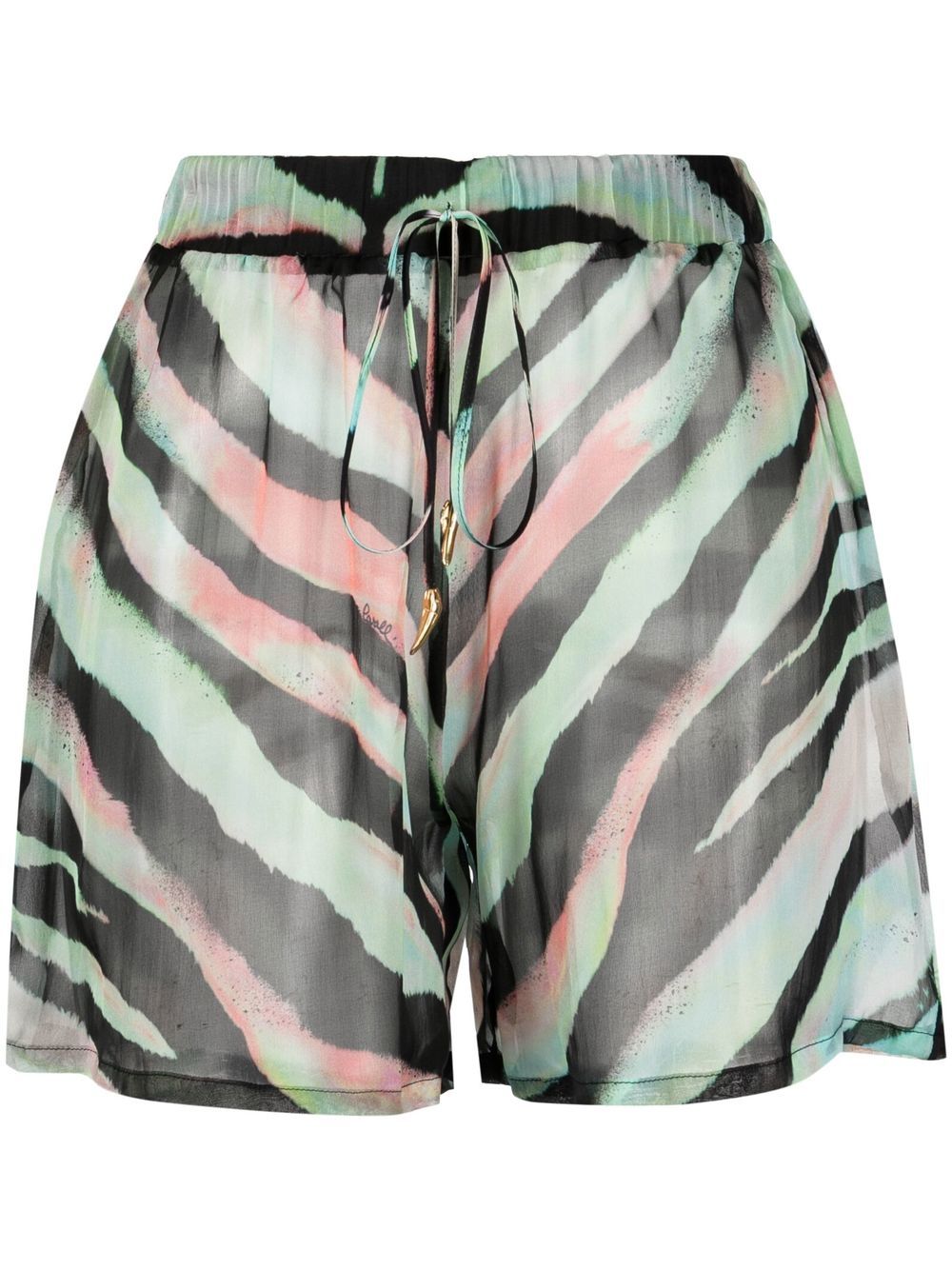 Zebra print drawstring shorts - Blue